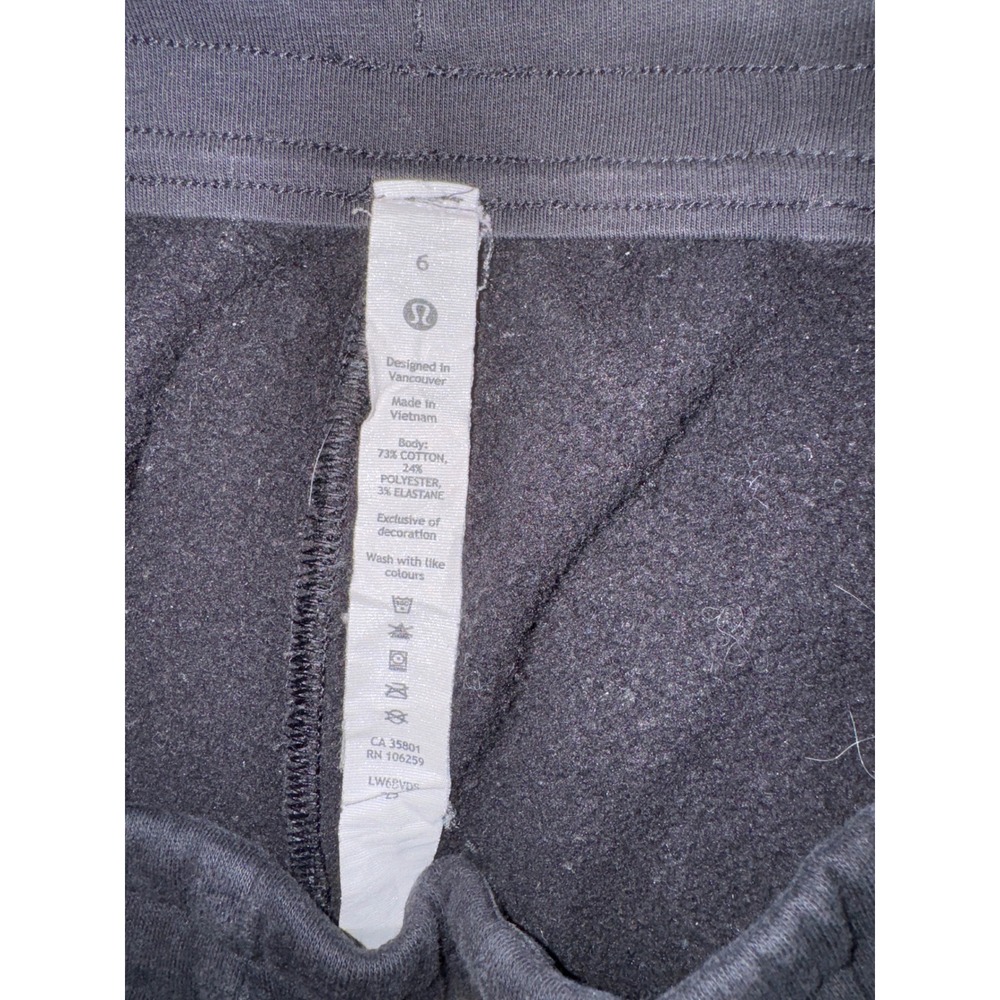 Lululemon Black Wide Leg Cropped Sweatpants High Rise Fleece Size 6 LW6BVDS - Picture 8 of 8